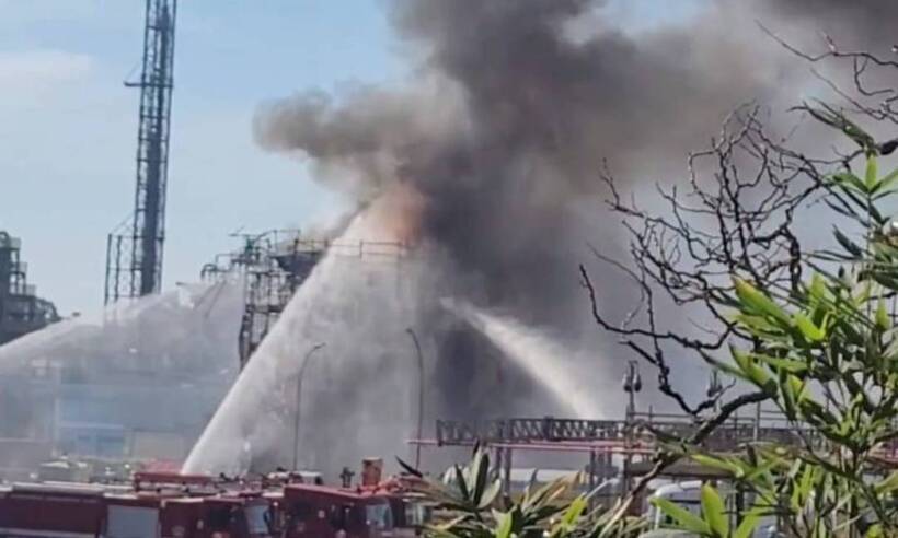 Petroquímica é atingida por incêndio em Santo André, no ABC Paulista - Redes Sociais/Reprodução