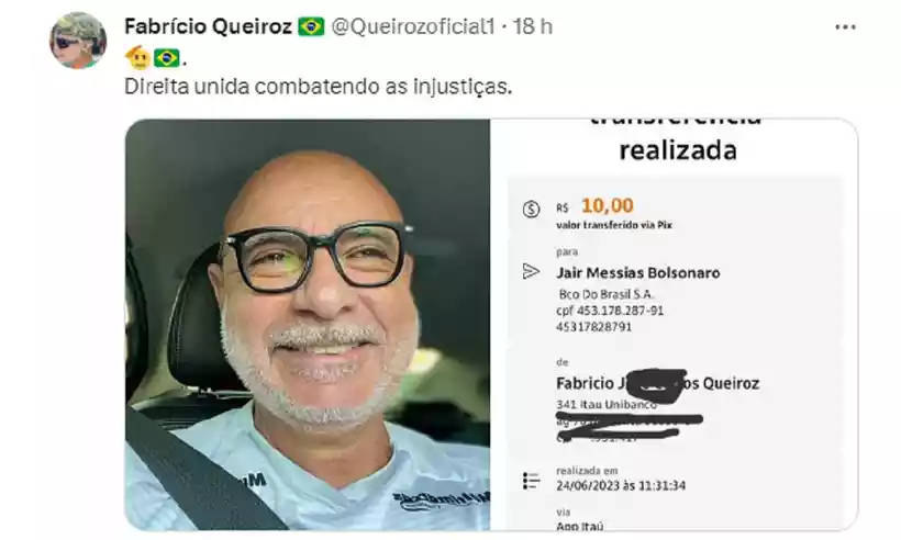 Vaquinha do Bolsonaro: operador das rachadinhas, Queiroz manda só 10 reais