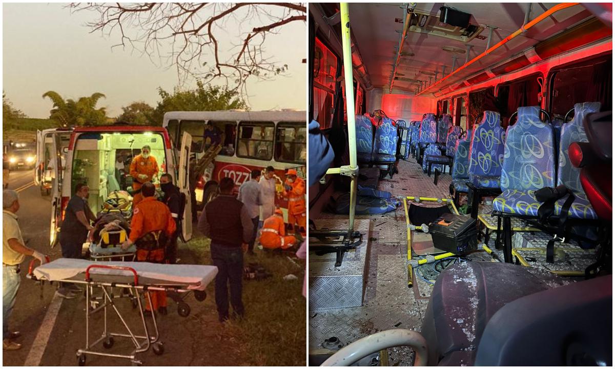 Acidente com ônibus na BR-265 deixa trinta pessoas feridas - Corpo de Bombeiros/Divulgação