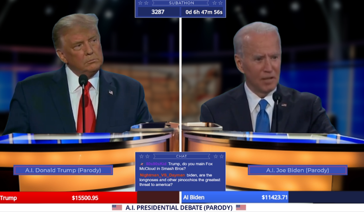 Biden e Trump fazem debate via inteligência artificial - Reprodução / Twitch