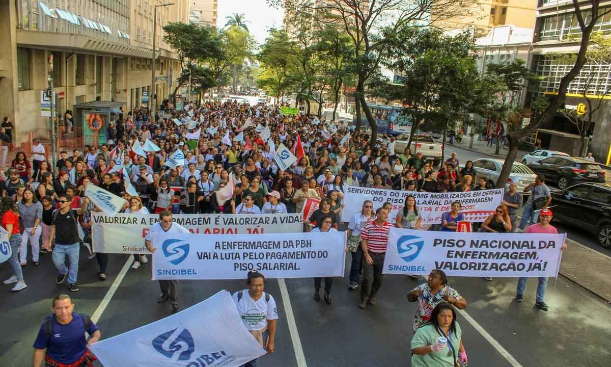 BH: profissionais da enfermagem entram em greve pelo piso salarial - Sindibel / Divulgação