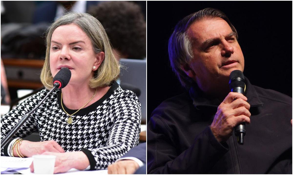 Gleisi diz que Bolsonaro mente ao comparar críticas ao sistema eleitoral - Zeca Ribeiro/Câmara dos Deputados/Silvio Avila/AFP