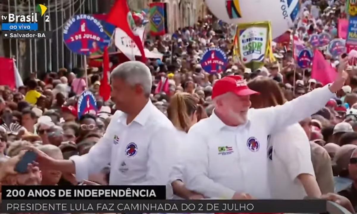 Lula faz passeata no bicentenário da Independência do Brasil na Bahia - Reprodução/TV Brasill