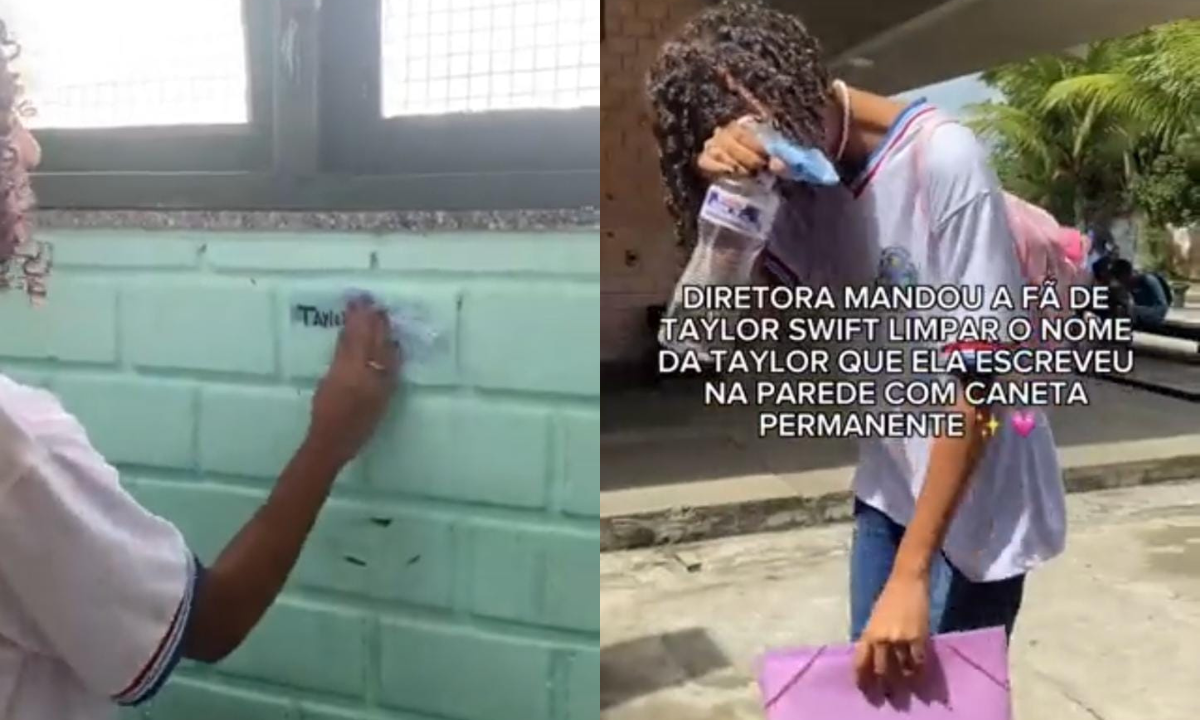 Adolescente escreve o nome de Taylor Swift em parede da escola e viraliza