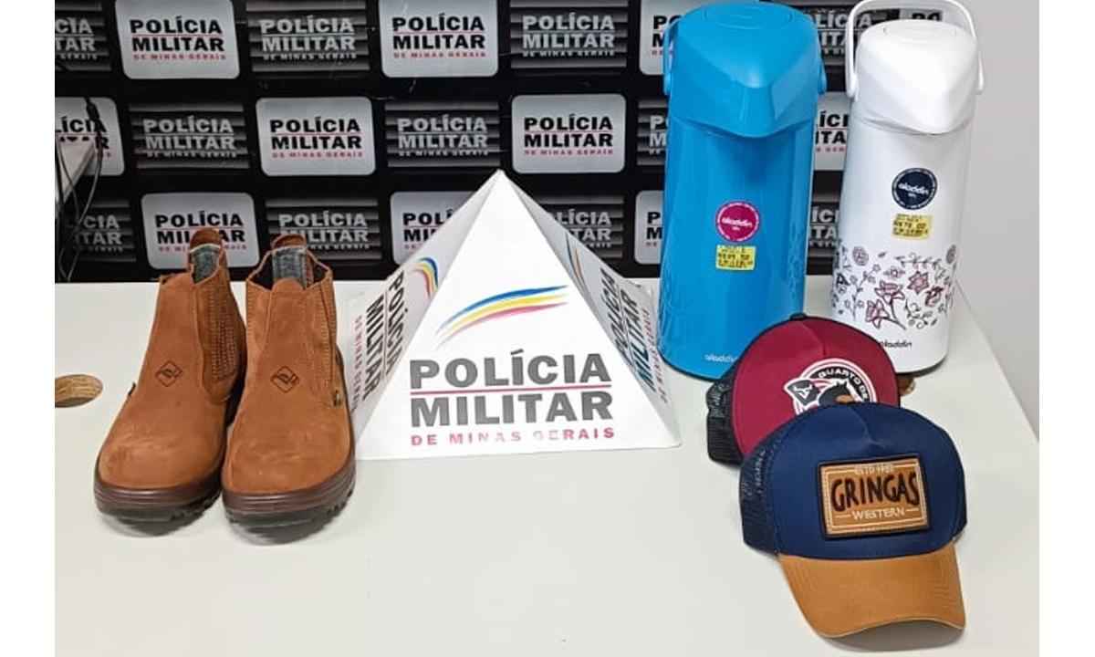 Idoso é detido com produtos furtados de três lojas em Patrocínio - PMMG/Divulgação