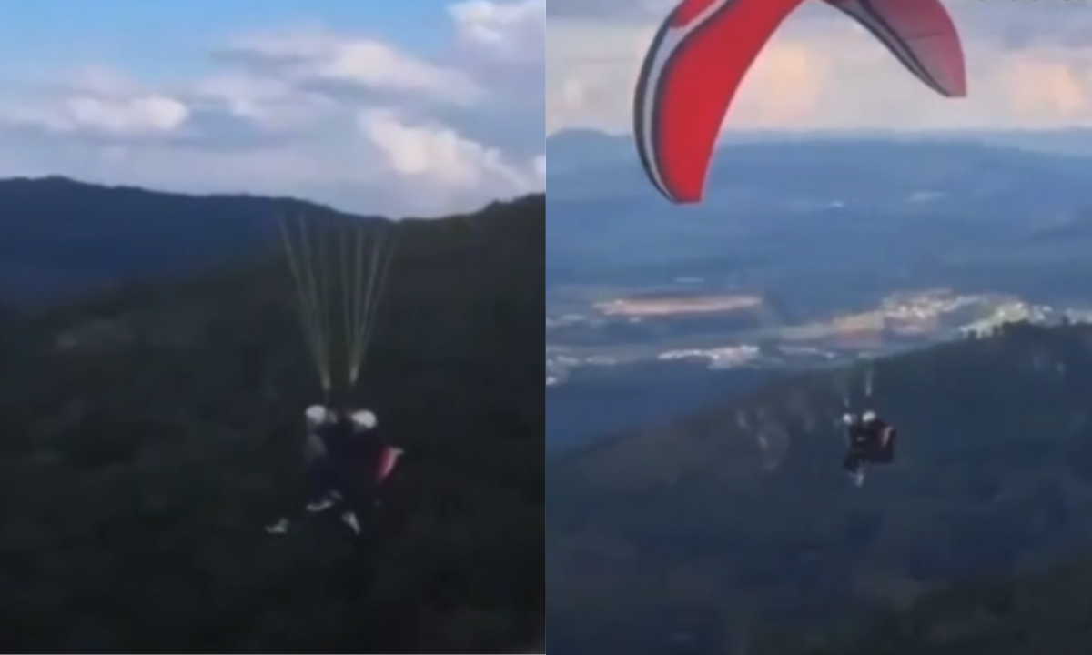 Mulher 'corre nos ares' após saltar de paraglider e diverte web - Reprodução/Instagram
