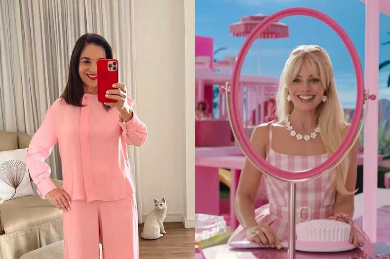 Barbie: Lu Alckmin veste rosa e diz 'essa semana tem cinema' - (Redes Sociais / Warner Bros. Pictures/Divulgação)