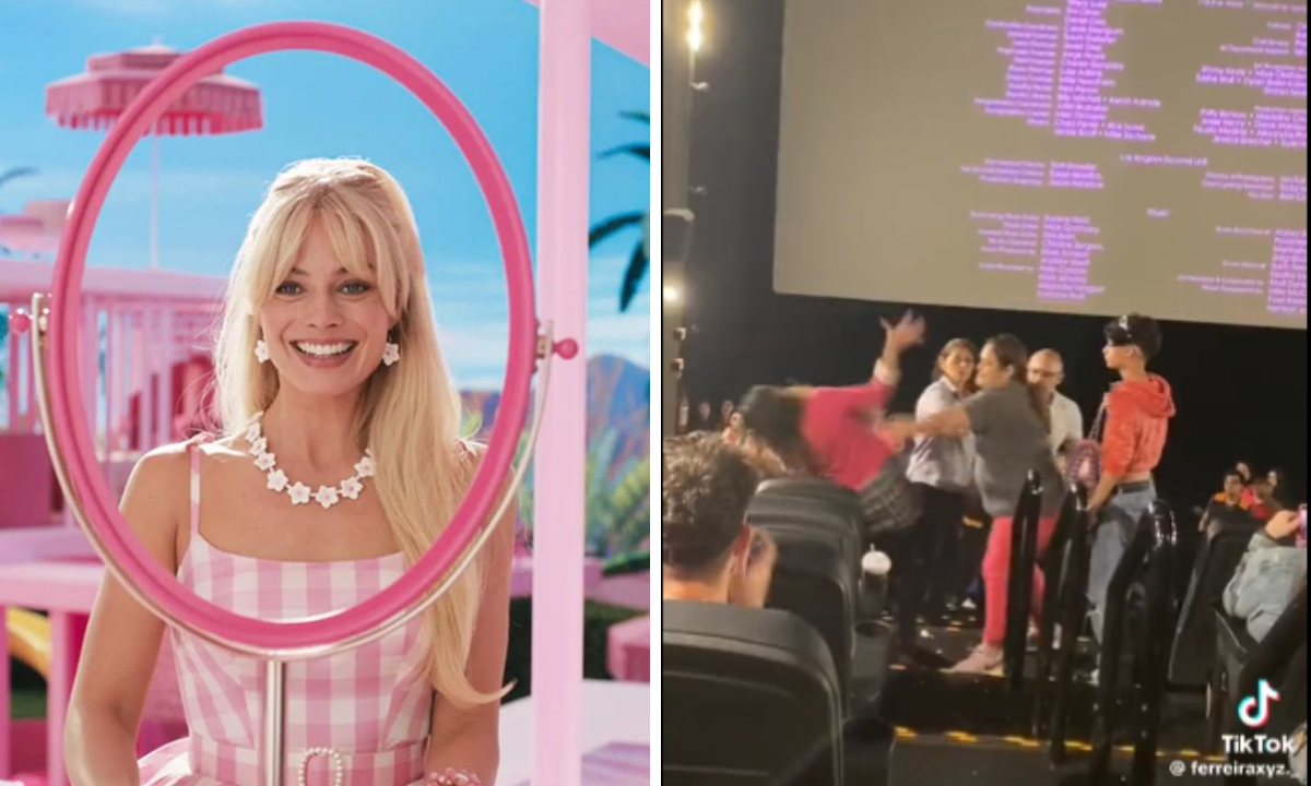  Vídeo de mulheres brigando durante filme da Barbie viraliza - Warner Bros/ divulgação / reprodução / Twitter