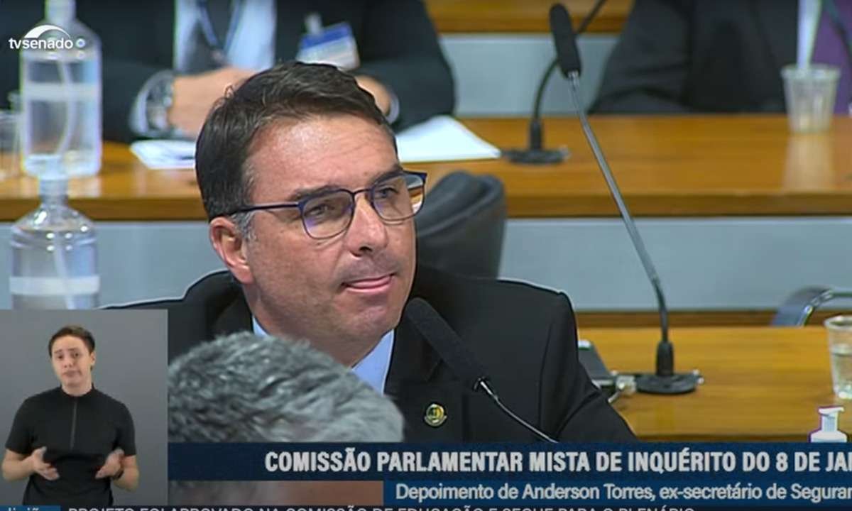 Flávio Bolsonaro para Torres: 'fiquei preocupado que algo pior acontecesse' - Reprodução/TV Senado