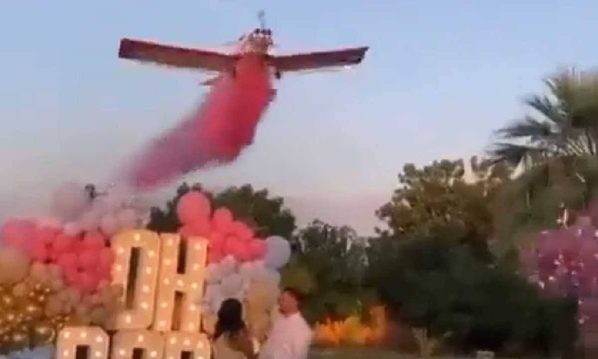 Piloto morre depois de soltar fumaça rosa em chá revelação - Reprodução/X