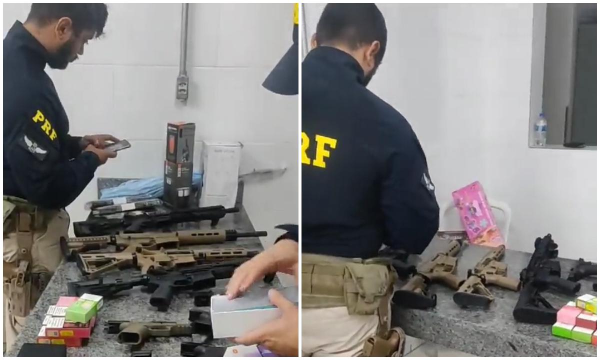 Vídeo: homens são presos transportando fuzis e pistolas em Minas - PRF/Divulgação