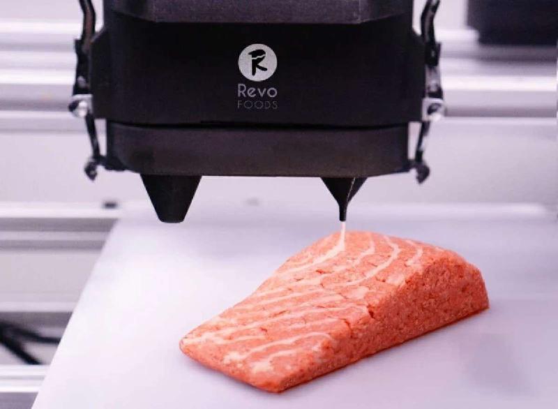 Startup cria filé de salmão vegano em impressora 3D - (Reprodução  Revo Foods)