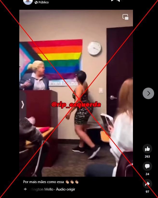 Filmagem de mãe que tira bandeira LGBTQ da parede e discute com professora é encenada