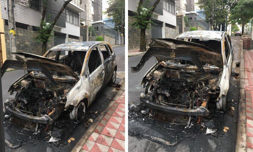BH: homem ateia fogo em carro parado em rua e foge - Redes Sociais/Reprodução