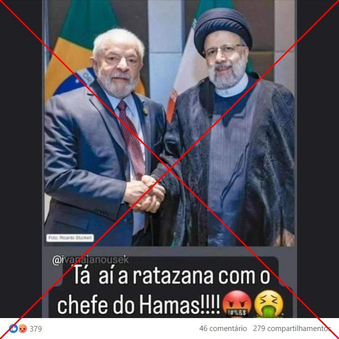 Foto mostra Lula com o presidente do Irã em reunião do Brics, e não com o 'chefe' do Hamas