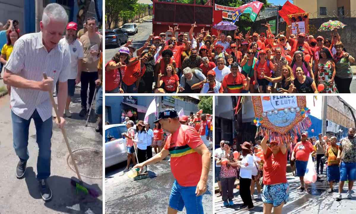 'Xô, Satanás': manifestantes 'varrem' bairro em BH após visita de Bolsonaro - Fotomontagem/Reprodução/Coletivo Alvorada