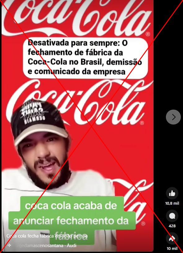 Fábrica da Coca-Cola em João Pessoa fechou em 2019, não em 2023 - Reprodução